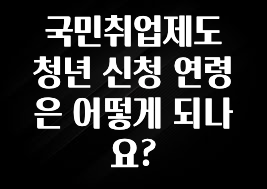 국민취업제도 청년 신청 연령은 어떻게 되나요?