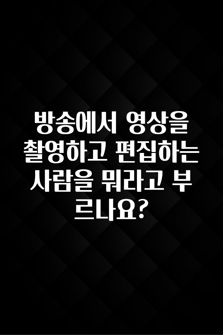방송에서 영상을 촬영하고 편집하는 사람을 뭐라고 부르나요?