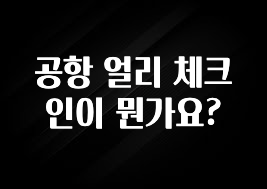 공항 얼리 체크인이 뭔가요?