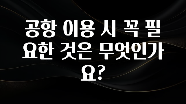 공항 이용 시 꼭 필요한 것은 무엇인가요?