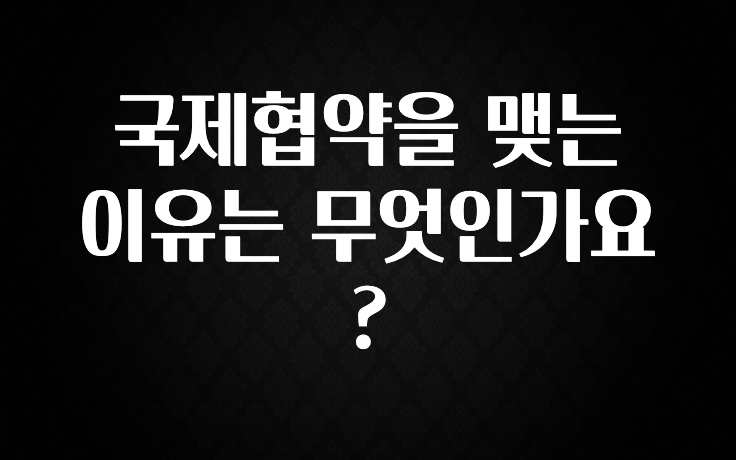국제협약을 맺는 이유는 무엇인가요?