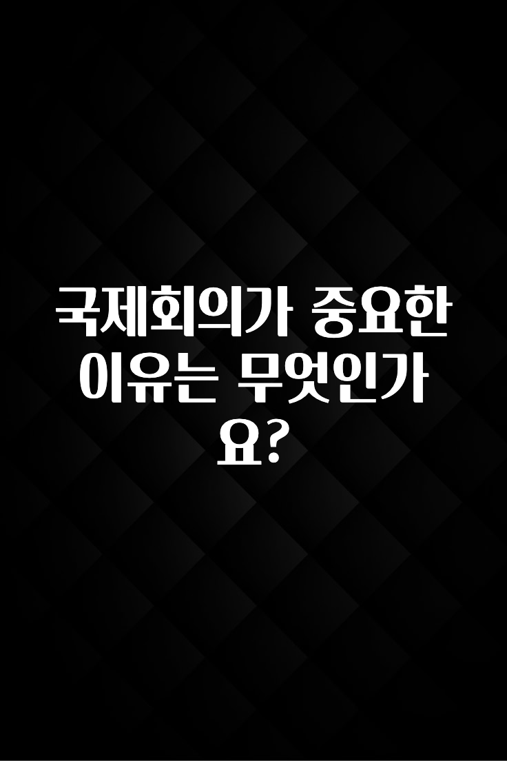 국제회의가 중요한 이유는 무엇인가요?