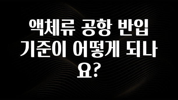 액체류 공항 반입 기준이 어떻게 되나요?