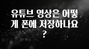 유튜브 영상은 어떻게 폰에 저장하나요?