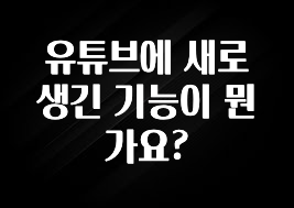 유튜브에 새로 생긴 기능이 뭔가요?
