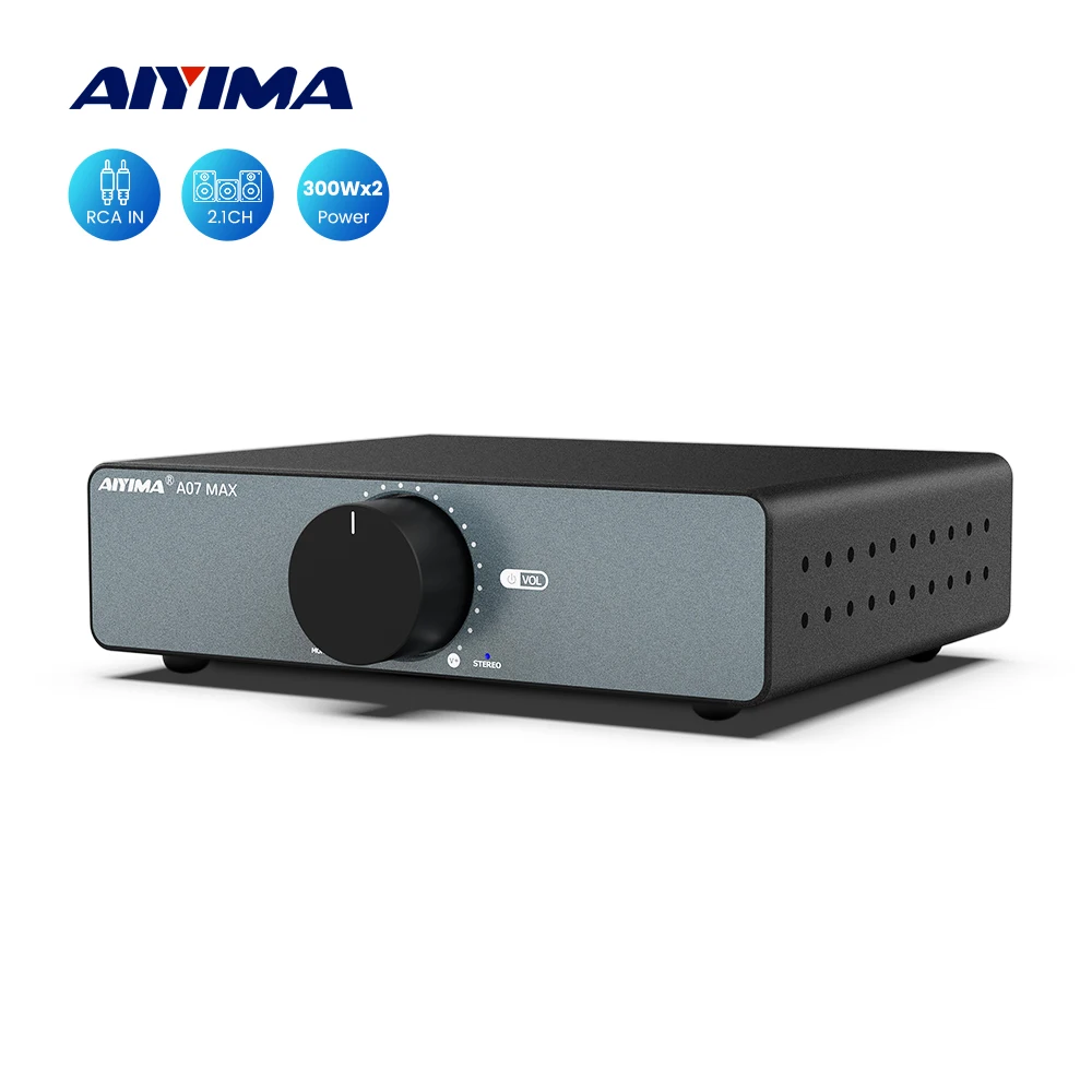 AIYIMA 오디오 A07 MAX 스테레오 앰프 300W X2 TPA3255 파워 앰프 패시브 스피커용 2 채널 브리지 가능 모노 600W 앰프