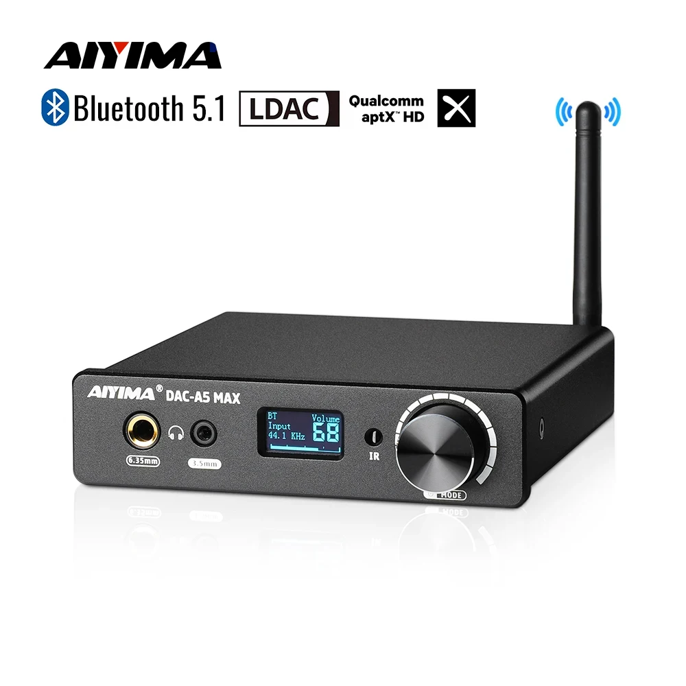 AIYIMA 오디오 DAC-A5 MAX Bluetooth 디코더 DAC ES9018 USB 디코더 헤드폰 앰프 APTX LDAC 지원 DSD256 PCM384
