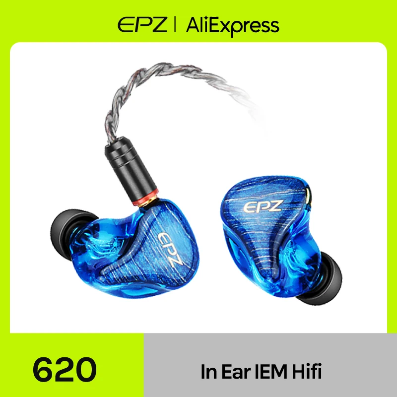 EPZ 620 6BA 모니터 IEM 이어폰 HIFI 이어폰 이어 버드 MMCX 단결정 구리 실버 호일 케이블