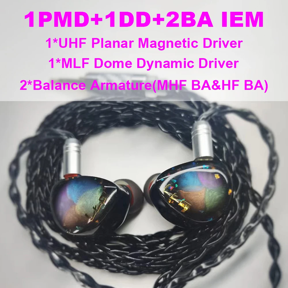 PMD IEM 이어폰 HiFi 헤드폰 유선 평면 헤드폰 이어폰 모니터 이어버드 2핀 이어폰 분리형 케이블 헤드셋 LTQ IEMs