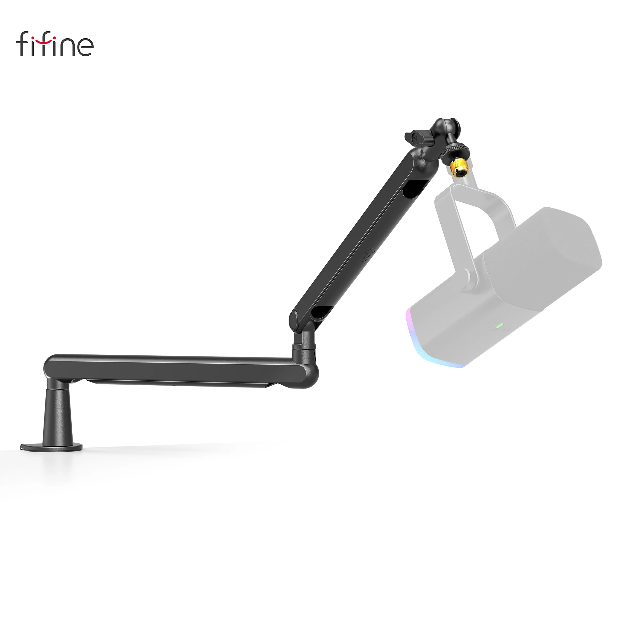 FIFINE 조정 가능한 로우 프로파일 암 마이크 스탠드(케이블 관리/데스크 마운트 포함)