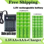 원래 충전식 배터리 1.5V AA9800mAh+AAA8800mAh+컴퓨터 시계 라디오 비디오 게임용 충전기 디지털 카메라 AA AAA배터리