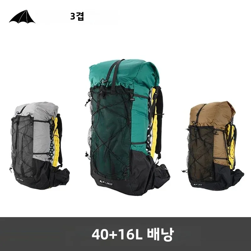 3F UL 기어 경량 방수 하이킹 배낭 40+16L 야외 캠핑 여행 등산 트레킹 배낭 조절 가능한 스트랩
