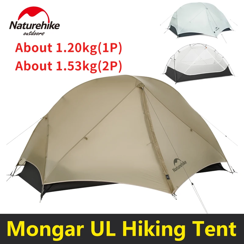 Naturehike Mongar UL 하이킹 텐트 1 2 인 15D 나일론 초경량 방수 더블 레이어 야외 배낭 여행 캠핑 텐트