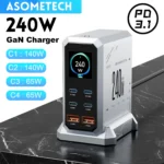 240W GaN 충전기 PD3.1 140W USB 유형 C 6 포트 PPS PD MacBook 노트북 태블릿 iPhone Samsung 용 데스크탑 고속 충전 스테이션